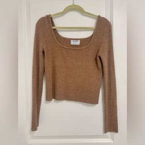 Old Navy brown fitted cropped square neck sweater